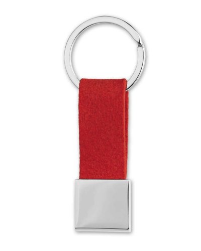 Portachiavi in pelle con doppio anello Rosso
