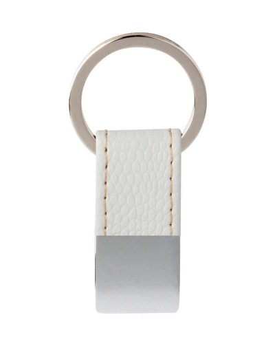 Portachiavi in ecopelle e metallo Bianco