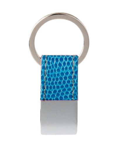 Portachiavi in ecopelle e metallo Blu