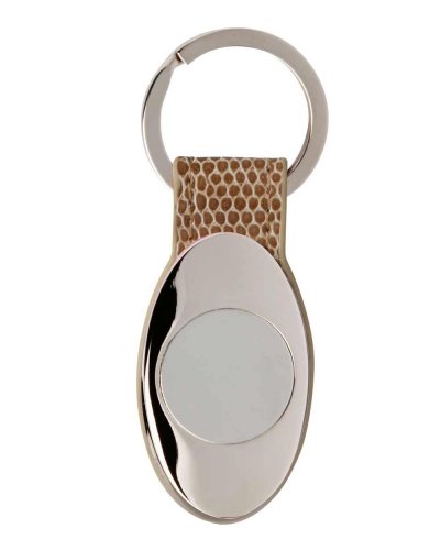 Portachiavi ovale in ecopelle e metallo Beige