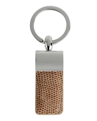 Portachiavi rettangolare in ecopelle e metallo Beige