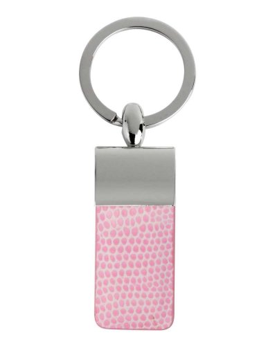 Portachiavi rettangolare in ecopelle e metallo Rosa