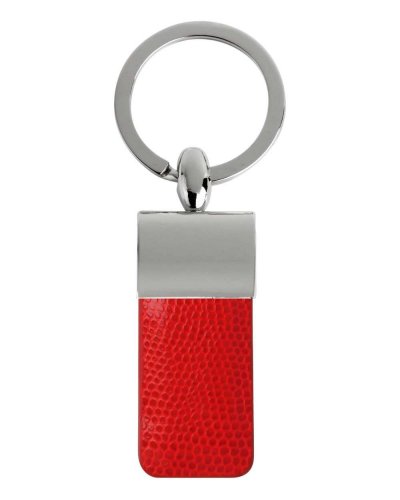 Portachiavi rettangolare in ecopelle e metallo Rosso