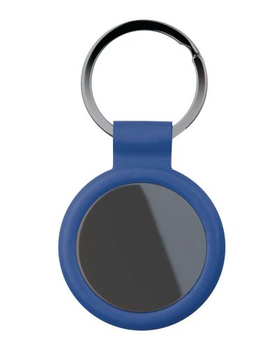 Portachiavi tondo con anello in metallo brunito Blu