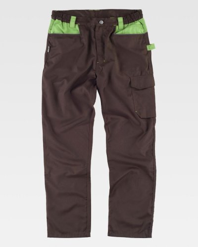 Pantalone multitasche con rinforzo sul retro Marrone/Lime