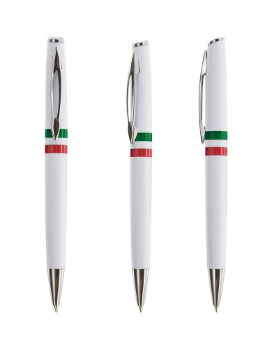 Kugelschreiber Tricolore, Kunststoffkörper, Metallclip, blaue Nachfüll