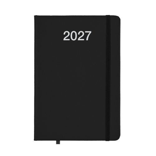 Agenda Giornaliera 2027 rigida PU 24x17cm bianca con elastico