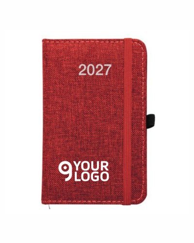 Agenda tascabile 2027 R-PET mélange, rigida, 9x14cm con elastico