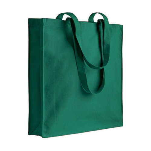 Shopper in cotone con soffietto 180g manici lunghi 38x42x8
