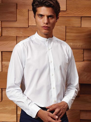 Banded Collar 'Grandad' Long Sleeve Shirt