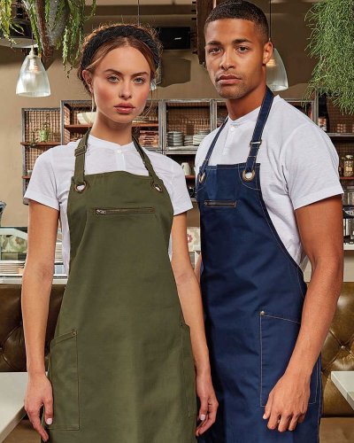 Barley Contrast Stitch Sustainable Bib Apron