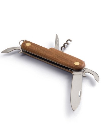 Belpiano. navaja multifunción en acero inoxidable y madera
