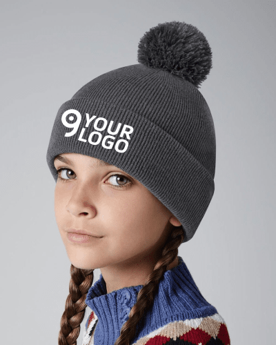 Berretto Junior Pom Pom in maglia doppio strato