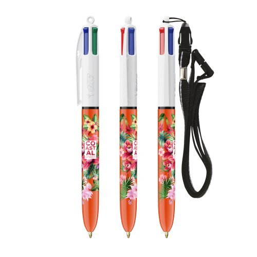 Bic® 4 colours® fine with lanyard ballpen