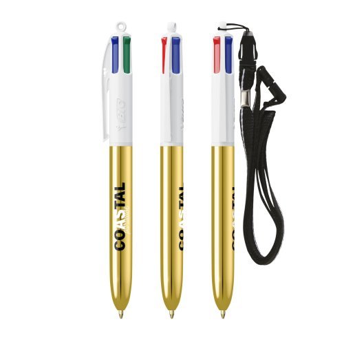 Bic® 4 colours® shine with lanyard ballpen