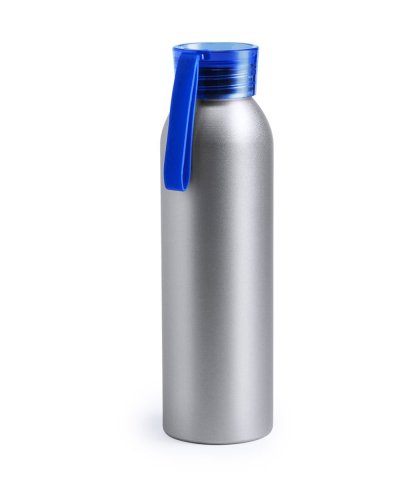 Botella Tukel de 650 ml de aluminio plateado con tapa de color
