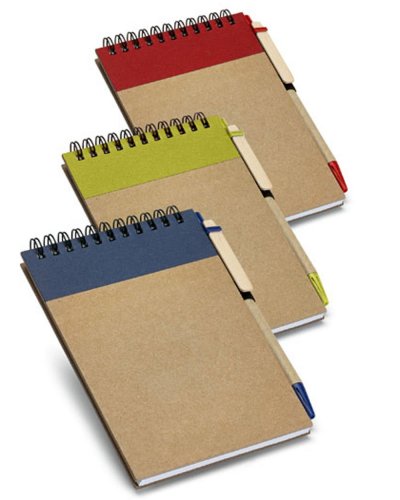 Block notes eco A6 con spirale e penna inclusa