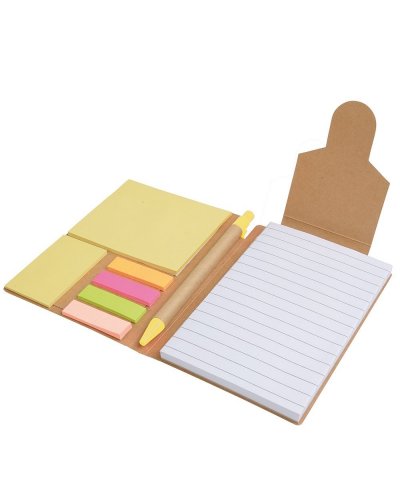 Ökologischer A6-Notizblock aus recyceltem Papier mit grüner Eco-Stift