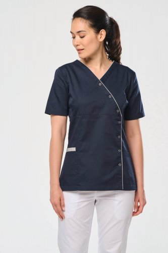Blusa donna in policotone con automatici