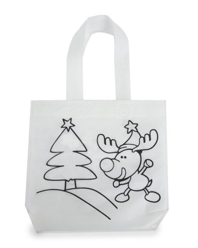 Bolsa navideña TNT roja con 5 crayones de cera | 22x19,5 cm