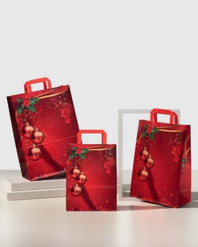 Bolsa de compras blanco Kraft 32x17x45 cm 100g asa plana