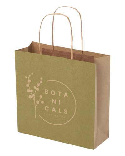 Bolsa de compras pequeña de papel kraft con asas trenzadas 24x9x24cm r