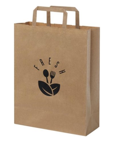 Bolsa de papel kraft mediana con asas planas