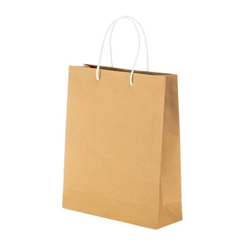 Bolsa de papel reciclado natural de 150 g/m2 con fuelle y asas cortas