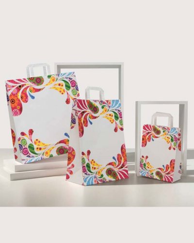 Bolsa Shopper Sixty 45 Kraft Blanco papel 45x49 cm asa plana