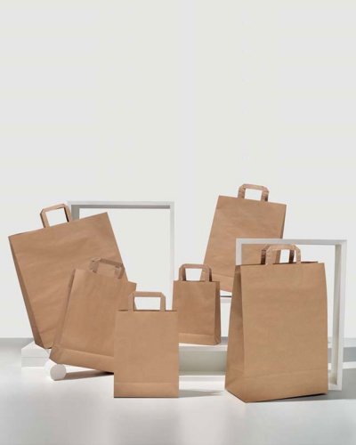 Bolso de compras de papel reciclado Avana 45cm con asas planas Resiste
