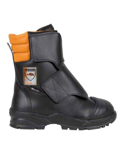 Bottes anti-coupure de tronçonneuse Strong en cuir noir certifiées HRO