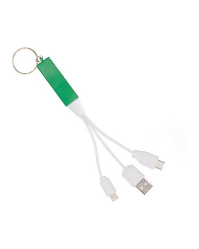 Cable 3 en 1 multicolor con luz de logo y llavero