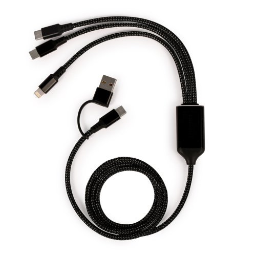 Cable 3 en 1 para recarga de poliéster, metal y plástico