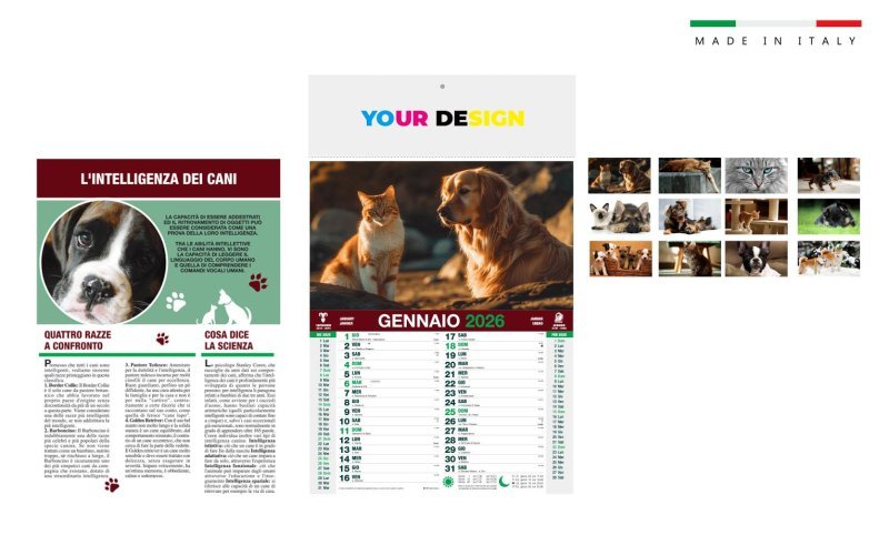 Calendario cucciolimensile 12 fogli 28,8x47