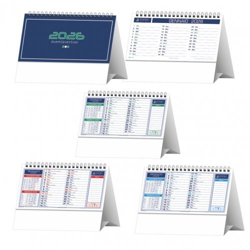 Calendario da tavolo Basic 19x14,5 cm Bianco Rosso Blu Verde