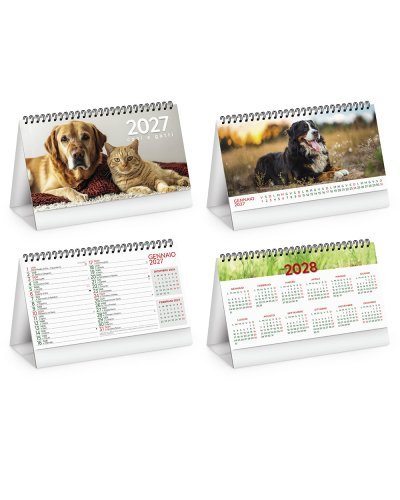 Calendario da tavolo Cani e Gatti 2027, 19x14.5cm, 13 fogli