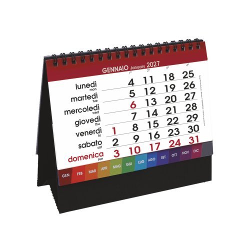 Calendario da Tavolo Desk Nero 16x14 cm 13 Mesi Carta Patinata