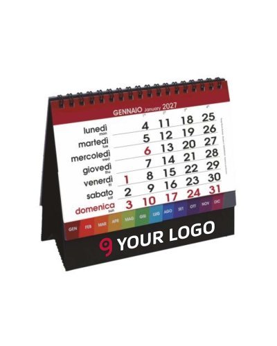 Calendario da Tavolo Desk Nero 16x14 cm 13 Mesi Carta Patinata