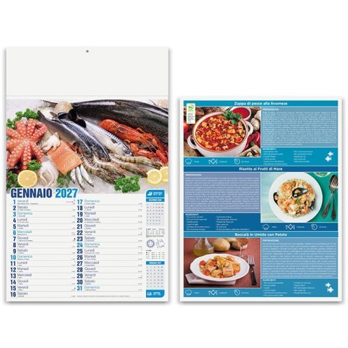 Calendario Mare in Tavola 2027 illustrato mensile 29x47 cm