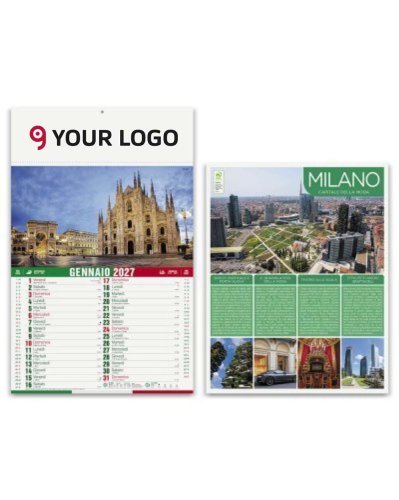 Calendario mensile Città d'Italia 2027, 12 fogli, 29x47 cm