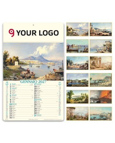 Calendario Napoli Antica 2027 illustrato 31x52 cm 12 mesi