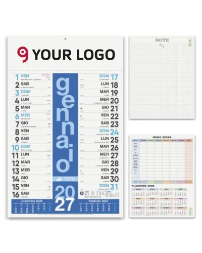 Calendario Olandese Colors 2027, 12 mesi, 29x47 cm, carta patinata
