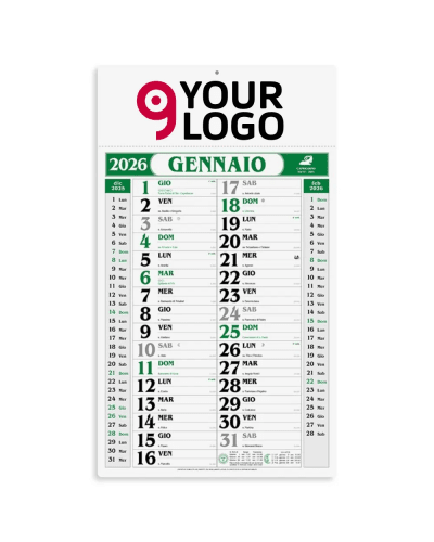 Calendario Olandese Gigante 31x53,5cm carta naturale 12 mesi