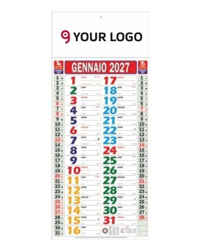 Calendario Olandese Multicolor 22x49 cm, 12 mesi, carta premium