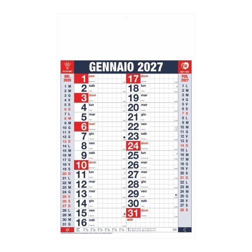 Calendario Olandese Quadrettato personalizzato 29x47 cm Carta Patinata