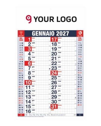 Calendario Olandese Quadrettato personalizzato 29x47 cm Carta Patinata