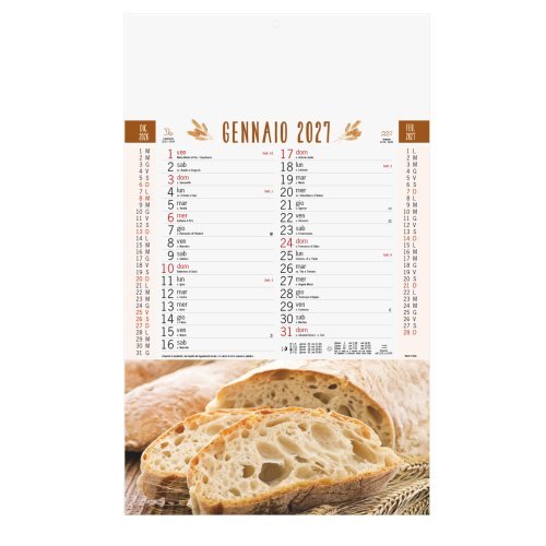 Calendario Trimestrale Pane 12 fogli, carta patinata, testata