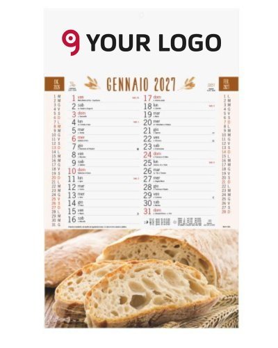 Calendario Trimestrale Pane 12 fogli, carta patinata, testata