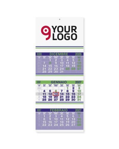 Calendario Trittico Fluo 31x69 cm carta naturale 70gr Rinforzato