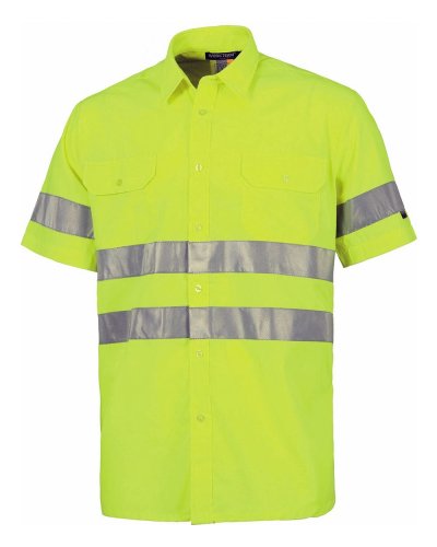 Camicia a manica corta con taschino e bande rifrangenti